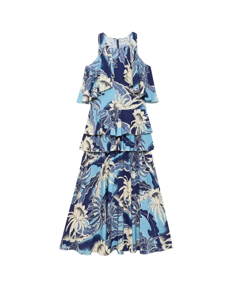 JW Anderson Sleeveless Floral Tiered Ruffle Midi Dress | Thumbnail 2