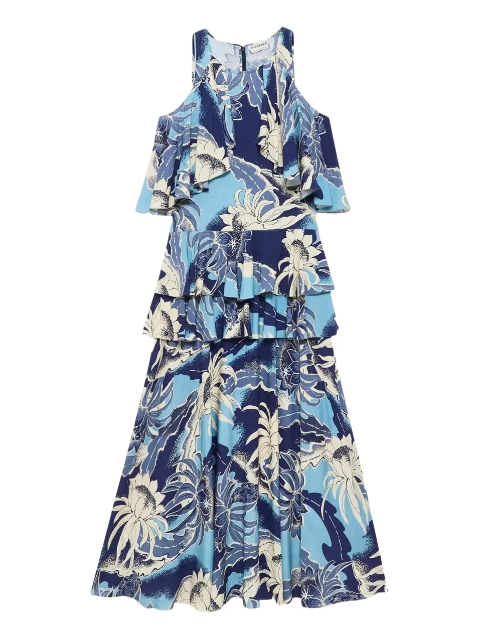 Sleeveless Floral Tiered Ruffle Midi Dress
