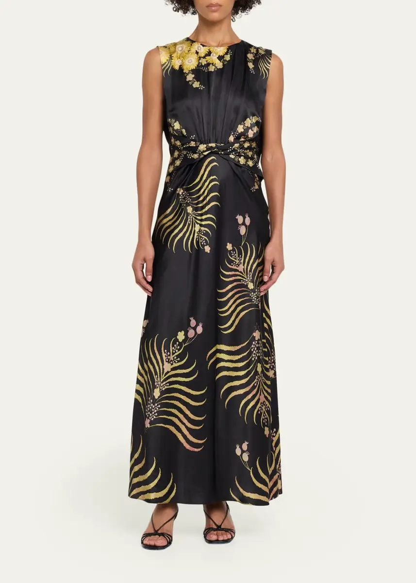 Saloni Gwen Printed Silk Dress | Thumbnail 2