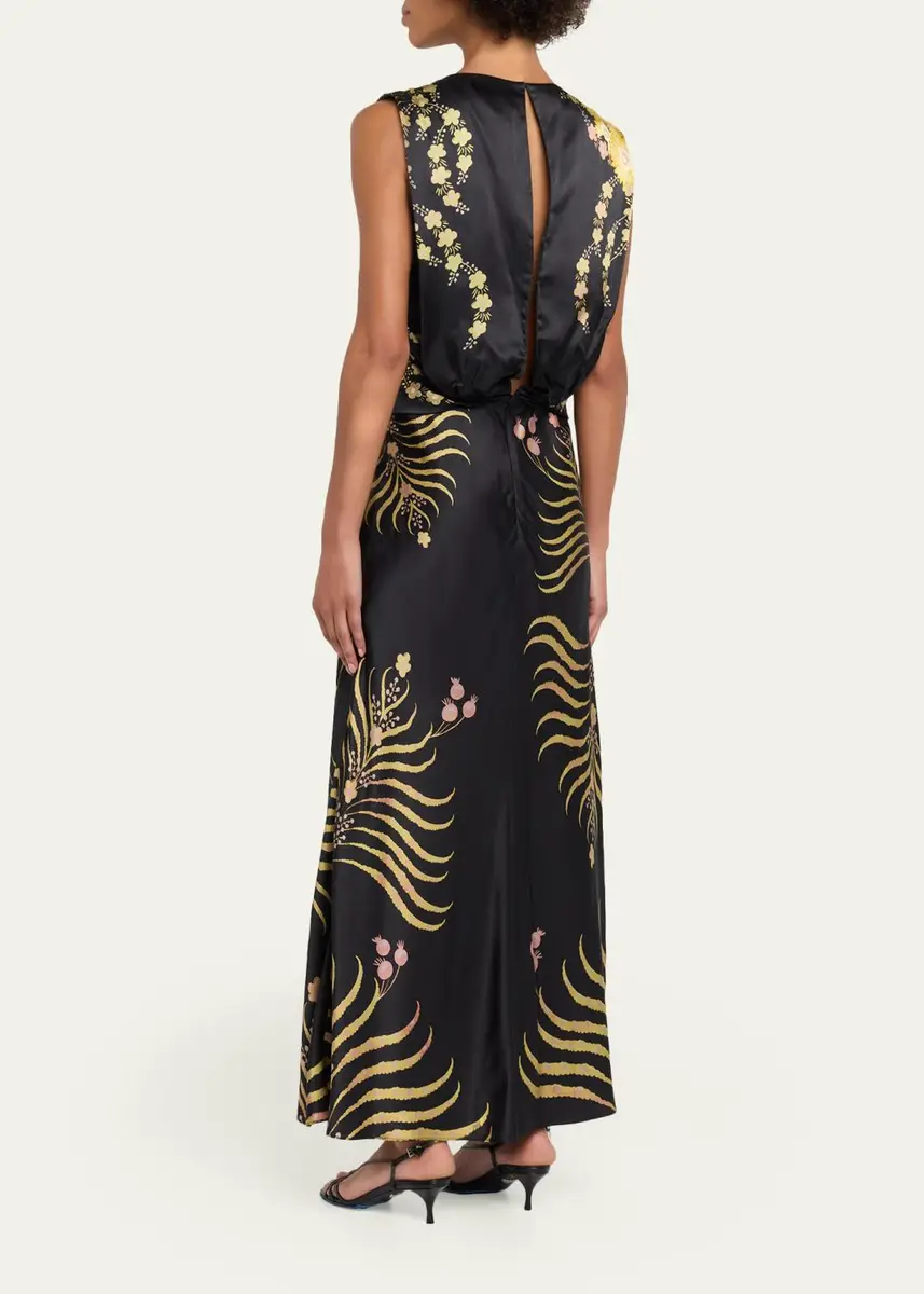 Saloni Gwen Printed Silk Dress | Thumbnail 3