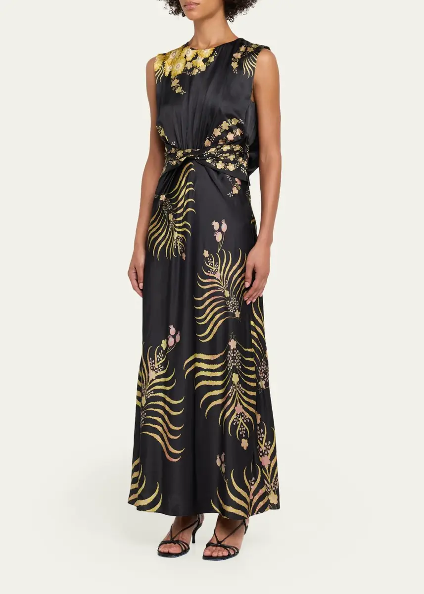 Saloni Gwen Printed Silk Dress | Thumbnail 4