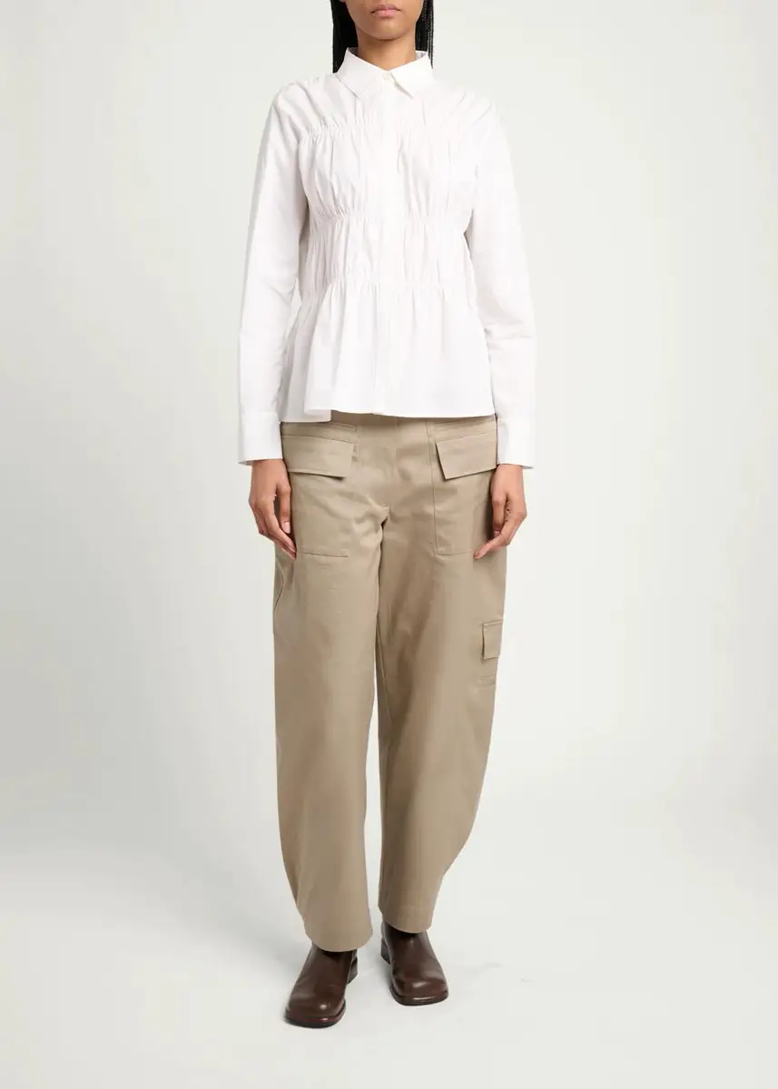 Proenza Schouler White Label Pearl Cinched Cotton Poplin Shirt | Thumbnail 2 Proenza Schouler White Label Pearl Cinched Cotton Poplin Shirt | Thumbnail 2