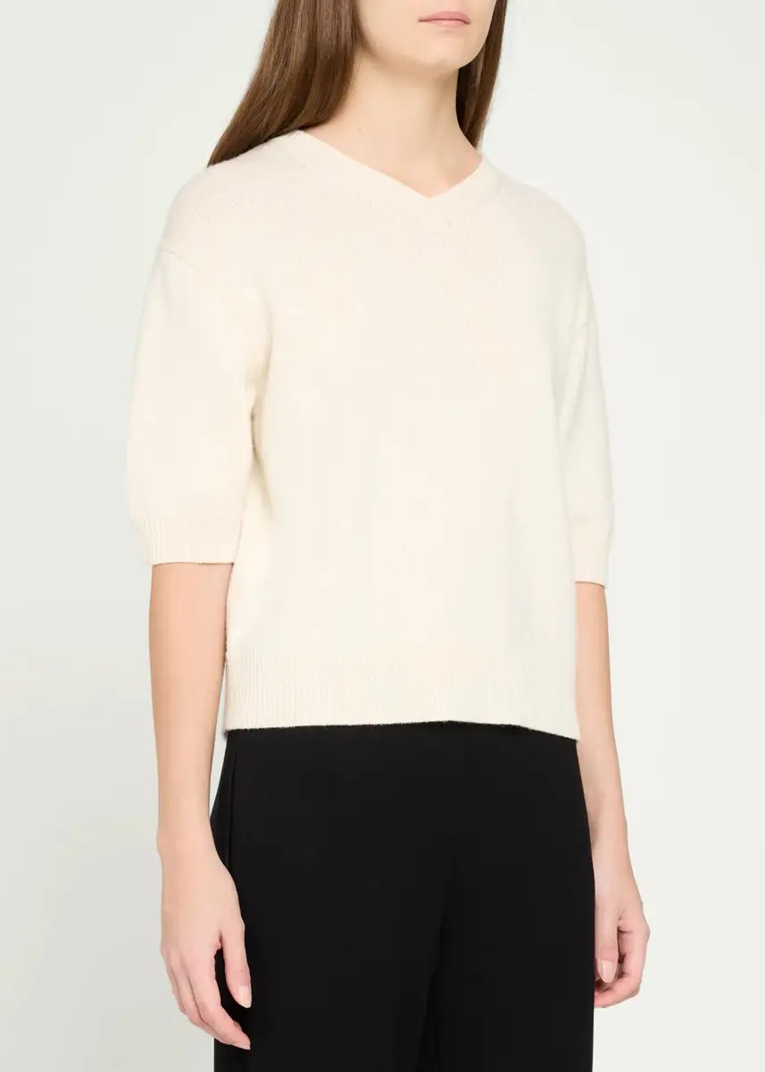 Theory Cashmere Short-Sleeved Crop Sweater | Thumbnail 4