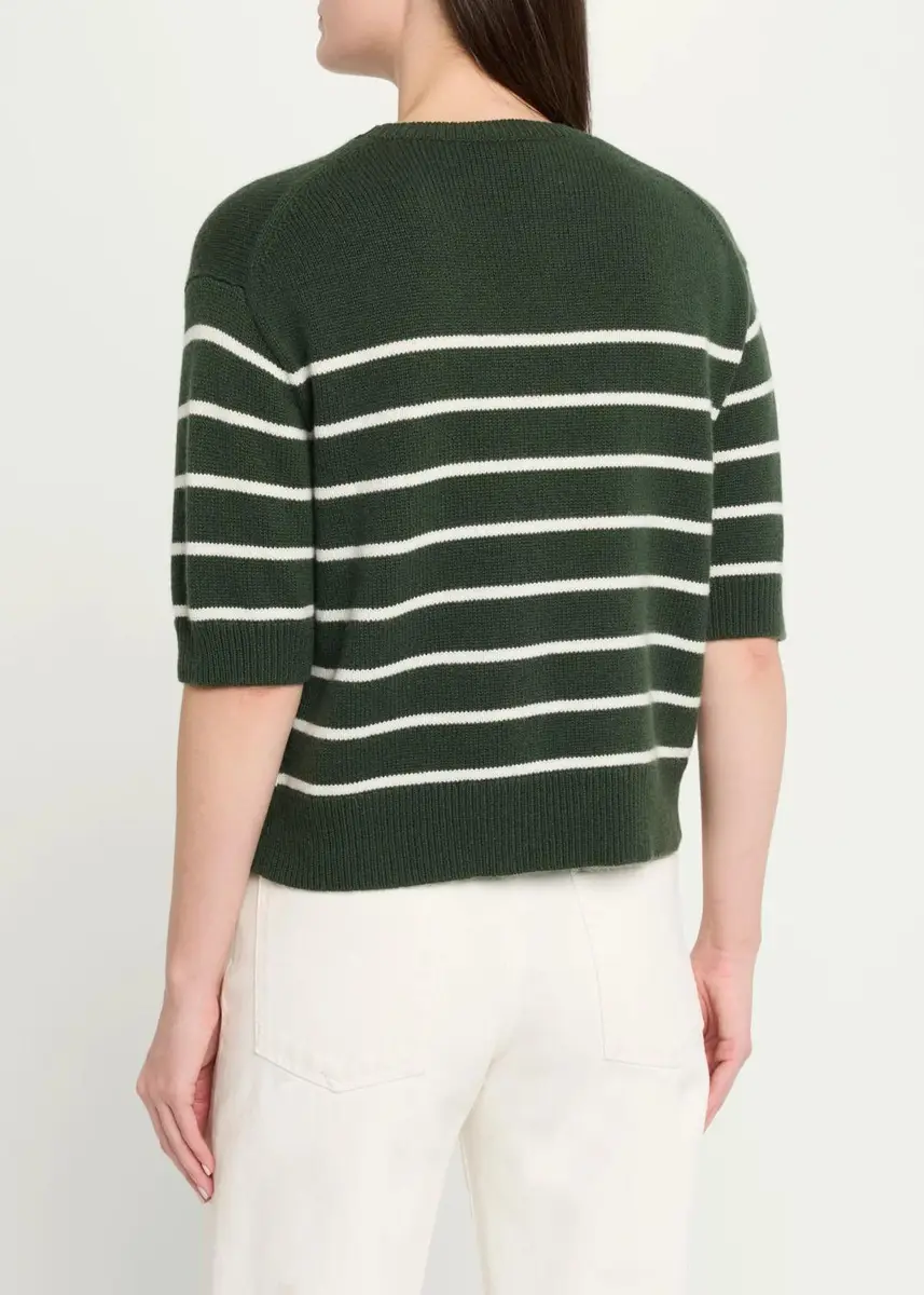 Theory Striped Cashmere Crop Short-Sleeve Sweater | Thumbnail 3
