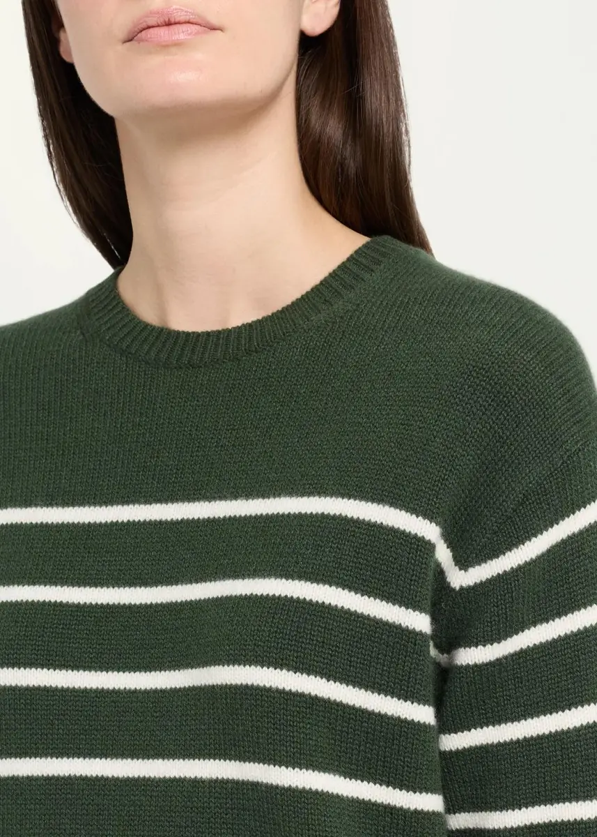 Theory Striped Cashmere Crop Short-Sleeve Sweater | Thumbnail 5