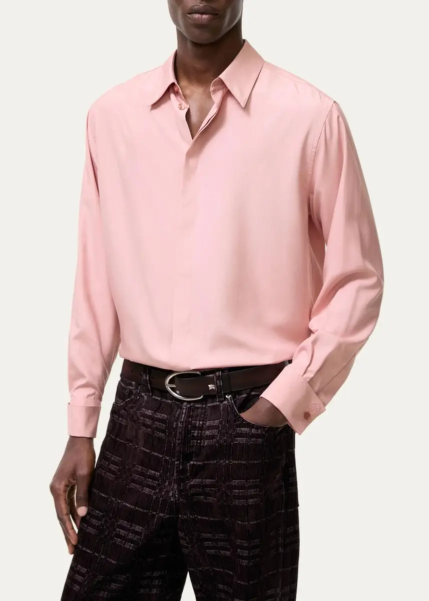 Burberry Men's Relaxed Fit Silk Shirt | Thumbnail 2 Burberry Men's Relaxed Fit Silk Shirt | Thumbnail 2