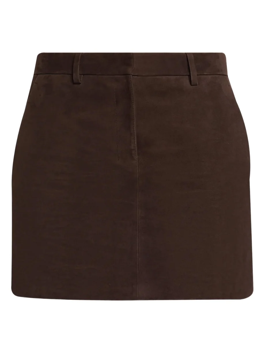 Low-Rise Suede Mini Trouser Skirt