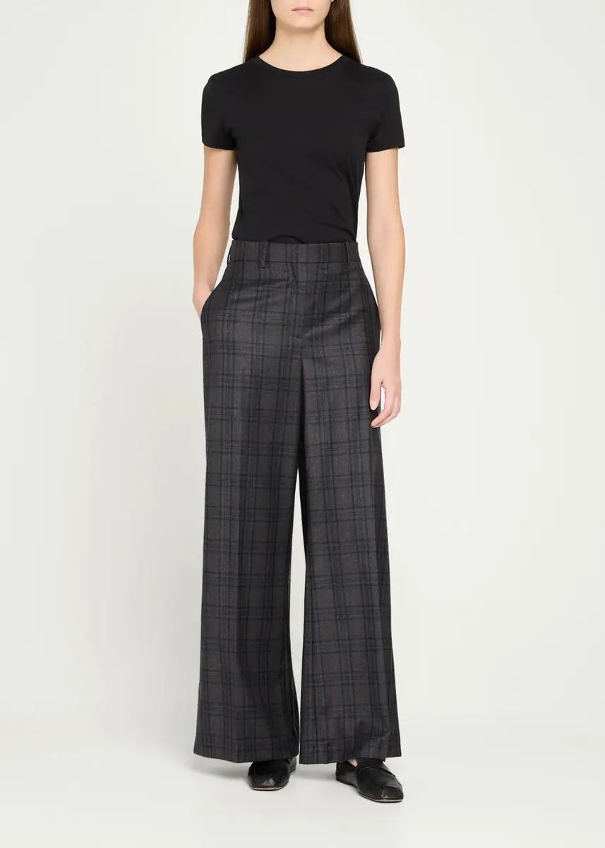 Theory High-Rise Plaid Wool Wide-Leg Trousers | Thumbnail 2 Theory High-Rise Plaid Wool Wide-Leg Trousers | Thumbnail 2