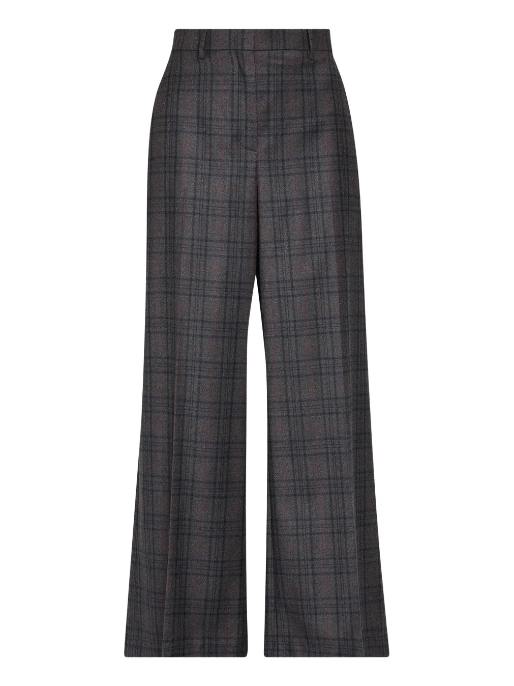 Theory High-Rise Plaid Wool Wide-Leg Trousers