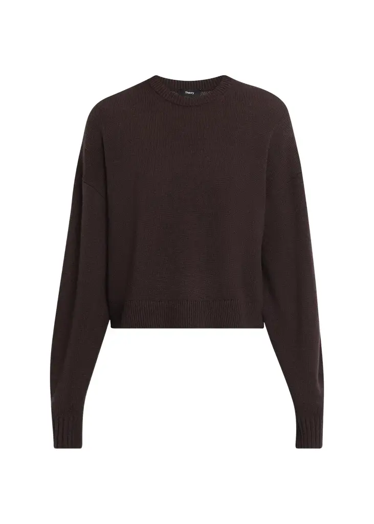 Theory Cashmere Cropped Crewneck Sweater
