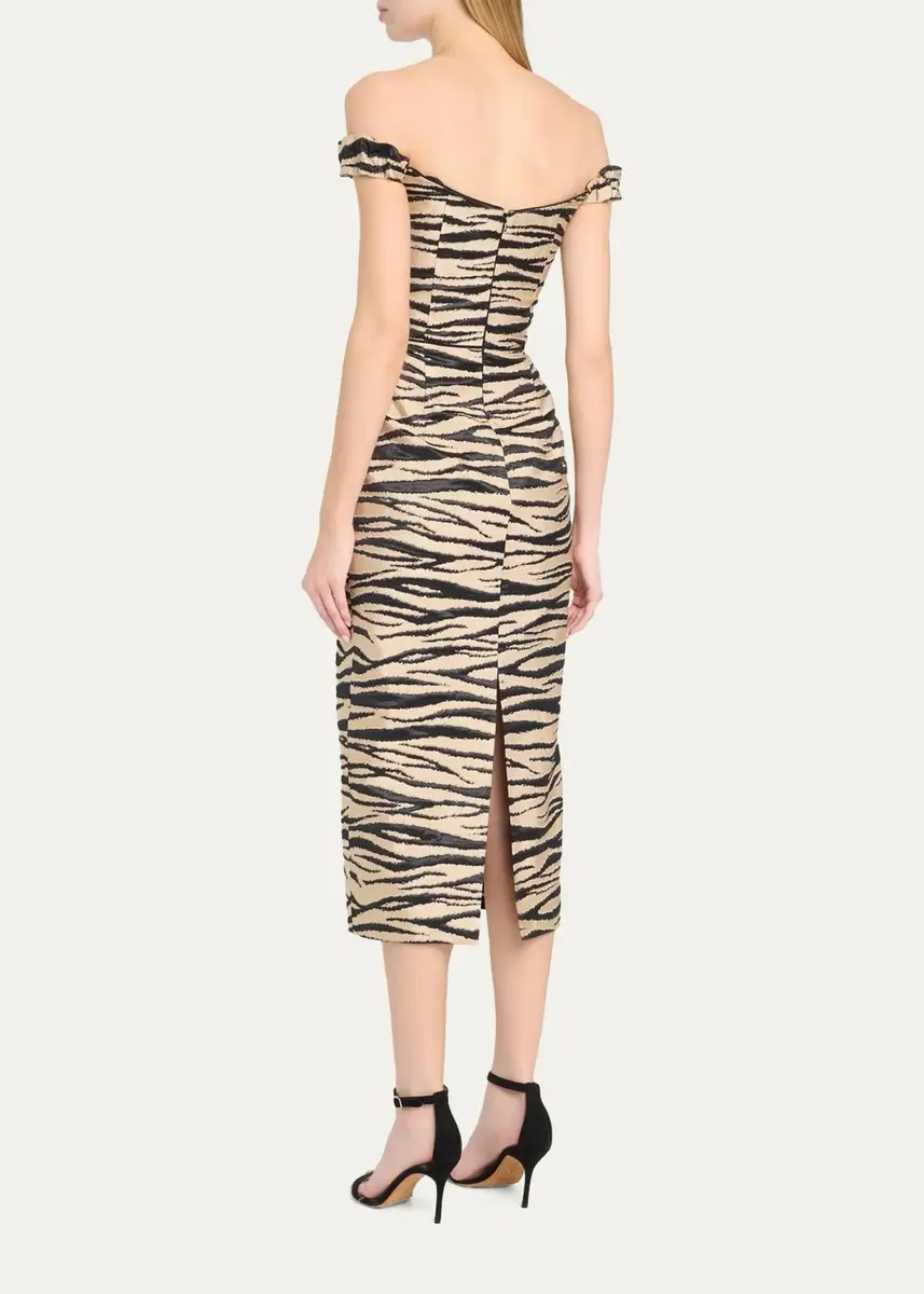 Markarian Amina Off-The-Shoulder Animalier Jacquard Midi Dress | Thumbnail 3 Markarian Amina Off-The-Shoulder Animalier Jacquard Midi Dress | Thumbnail 3
