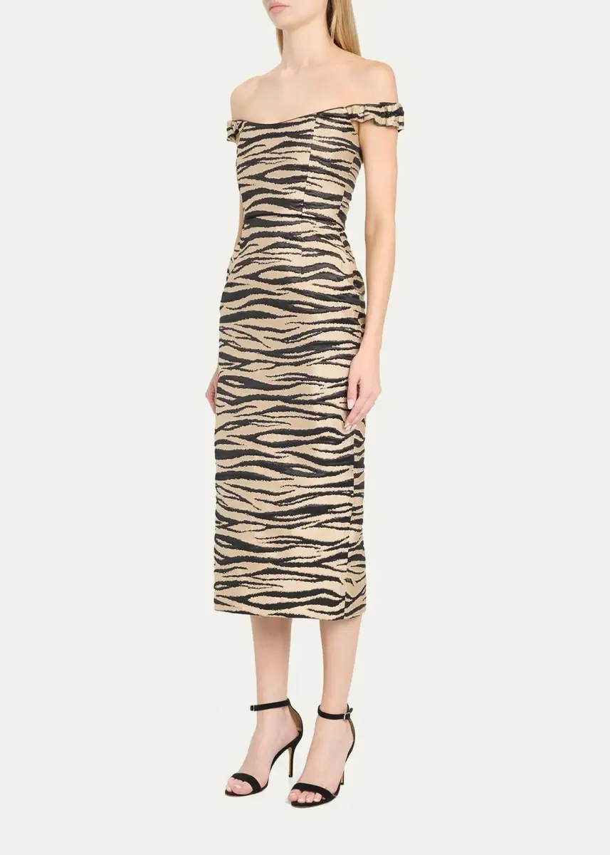 Markarian Amina Off-The-Shoulder Animalier Jacquard Midi Dress | Thumbnail 4 Markarian Amina Off-The-Shoulder Animalier Jacquard Midi Dress | Thumbnail 4
