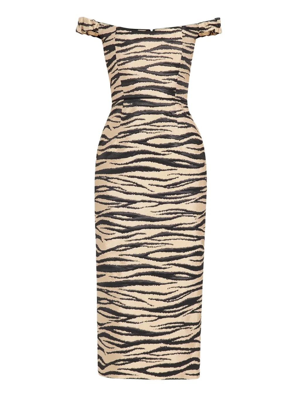 Amina Off-The-Shoulder Animalier Jacquard Midi Dress Amina Off-The-Shoulder Animalier Jacquard Midi Dress
