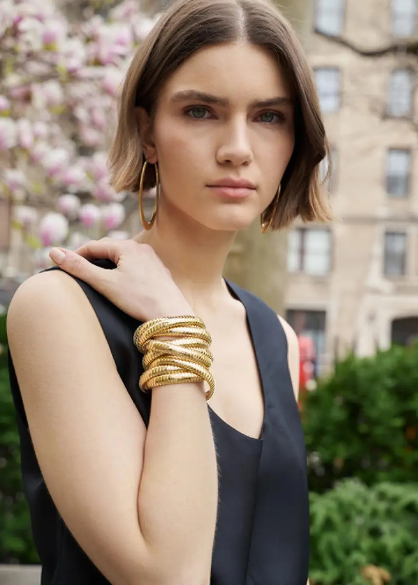 SIDNEY GARBER 18K Yellow Gold 3 Band 12mm Rolling Bracelet | Thumbnail 2