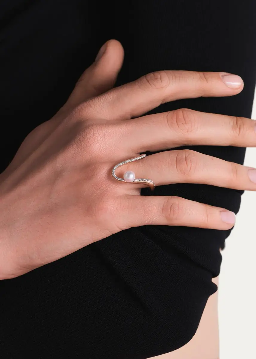 Marie Mas 18K Diamond and Pearl Radiant Ring | Thumbnail 2 Marie Mas 18K Diamond and Pearl Radiant Ring | Thumbnail 2