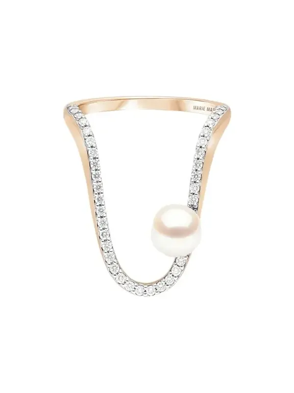 18K Diamond and Pearl Radiant Ring 18K Diamond and Pearl Radiant Ring