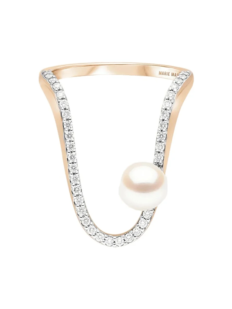 18K Diamond and Pearl Radiant Ring 18K Diamond and Pearl Radiant Ring