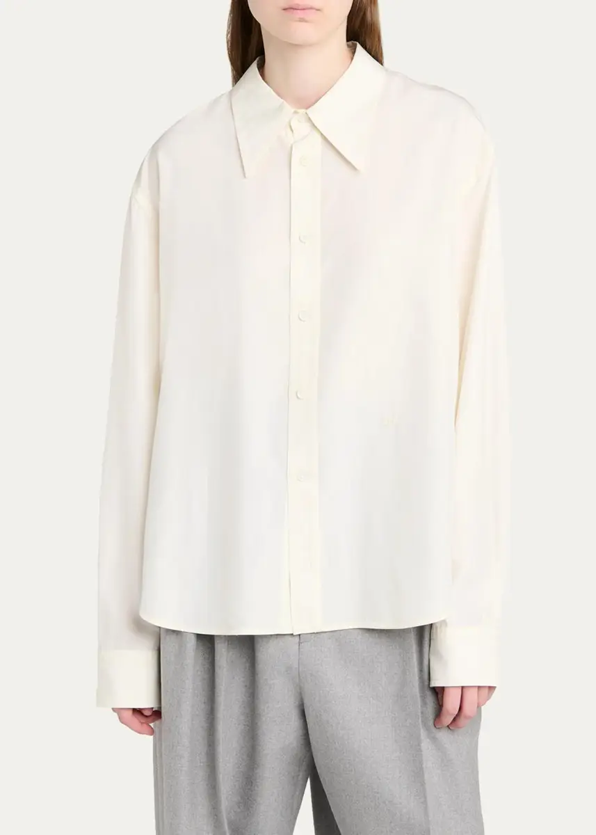 Bottega Veneta Silk Taffeta Button-Down Shirt | Thumbnail 4 Bottega Veneta Silk Taffeta Button-Down Shirt | Thumbnail 4