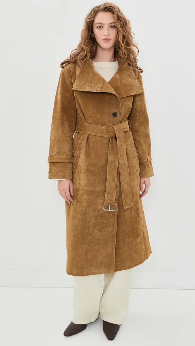 Avec Les Filles Funnel Neck Slouchy Suede Trench Coat | Thumbnail 2 Avec Les Filles Funnel Neck Slouchy Suede Trench Coat | Thumbnail 2