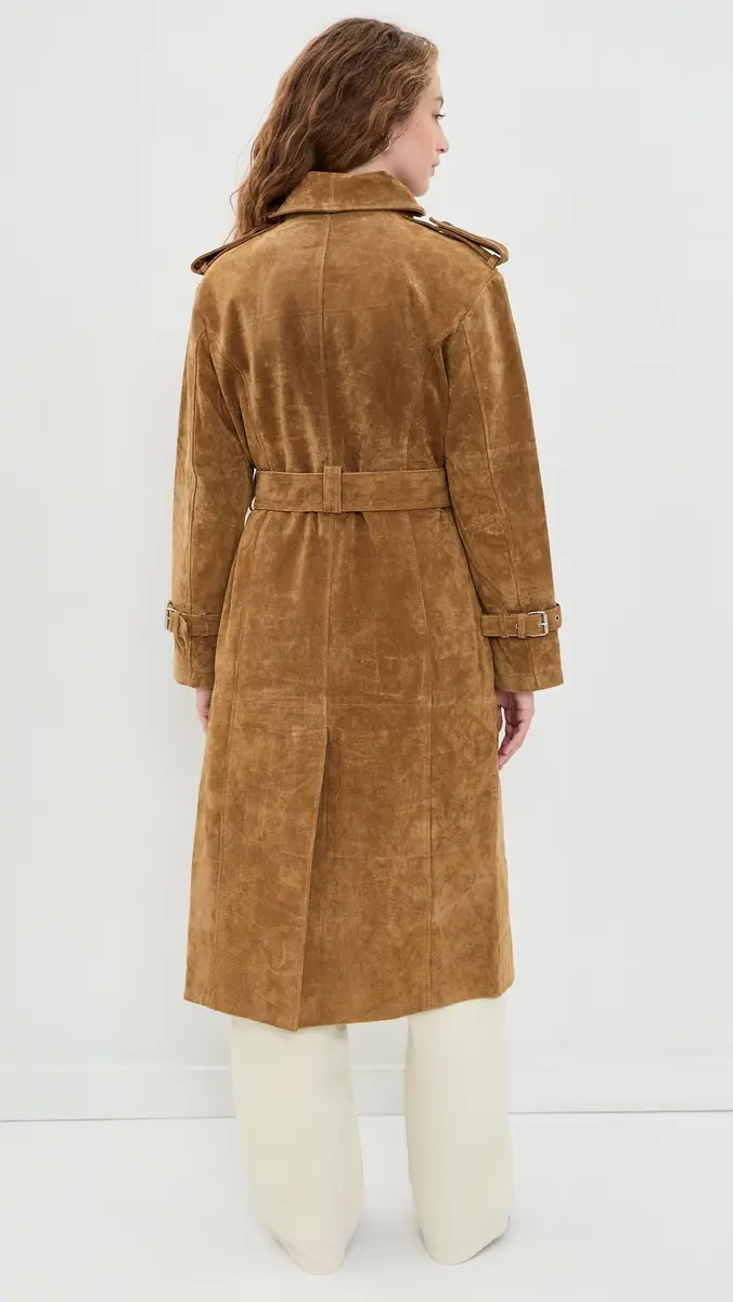 Avec Les Filles Funnel Neck Slouchy Suede Trench Coat | Thumbnail 3 Avec Les Filles Funnel Neck Slouchy Suede Trench Coat | Thumbnail 3