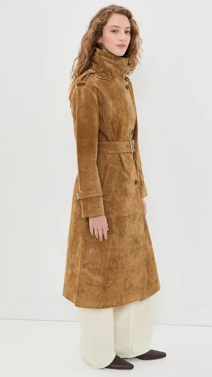 Avec Les Filles Funnel Neck Slouchy Suede Trench Coat | Thumbnail 4 Avec Les Filles Funnel Neck Slouchy Suede Trench Coat | Thumbnail 4