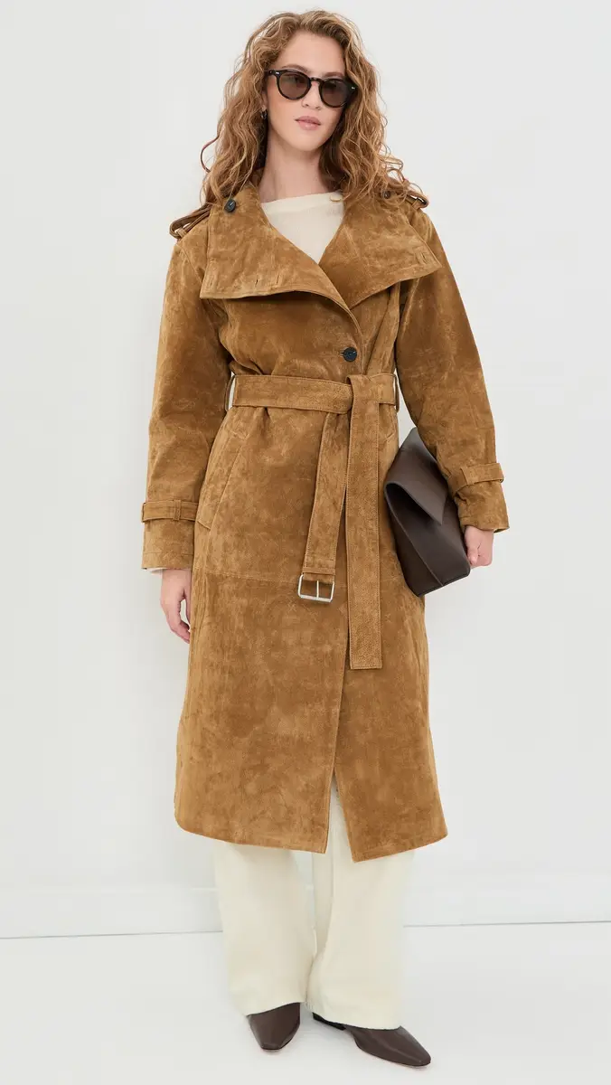 Avec Les Filles Funnel Neck Slouchy Suede Trench Coat | Thumbnail 5 Avec Les Filles Funnel Neck Slouchy Suede Trench Coat | Thumbnail 5