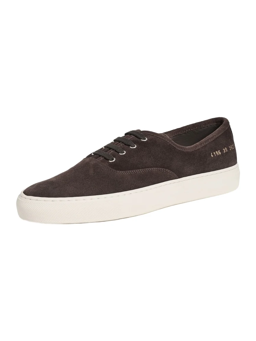 Four Hole Slip On In Suede Moka Four Hole Slip On In Suede Moka