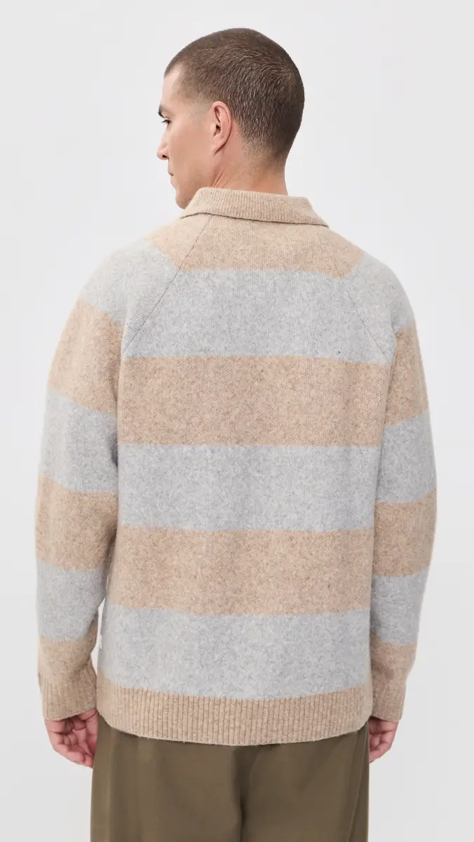 Les Deux Striped Melange Knitted Polo | Thumbnail 3 Les Deux Striped Melange Knitted Polo | Thumbnail 3