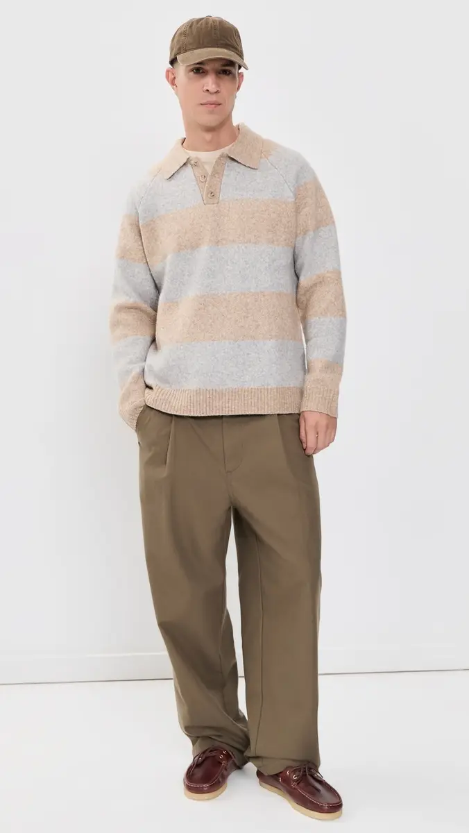 Les Deux Striped Melange Knitted Polo | Thumbnail 5 Les Deux Striped Melange Knitted Polo | Thumbnail 5