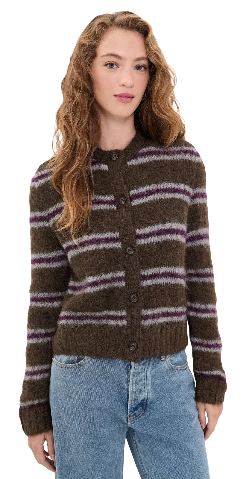 Bordeaux Stripe Timber Cardigan