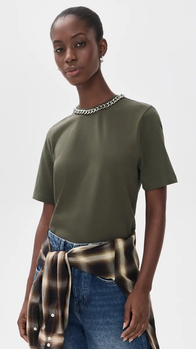 Essentiel Antwerp Klaim T-Shirt with Chain Dusty Green | Thumbnail 2 Essentiel Antwerp Klaim T-Shirt with Chain Dusty Green | Thumbnail 2