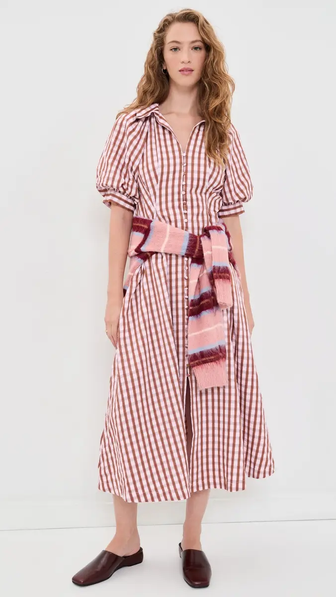 English Factory Gingham Check Midi Dress | Thumbnail 2 English Factory Gingham Check Midi Dress | Thumbnail 2
