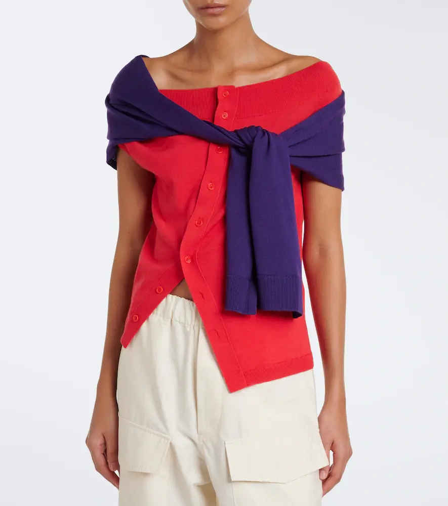 JW Anderson Layered off-shoulder wool top | Thumbnail 2