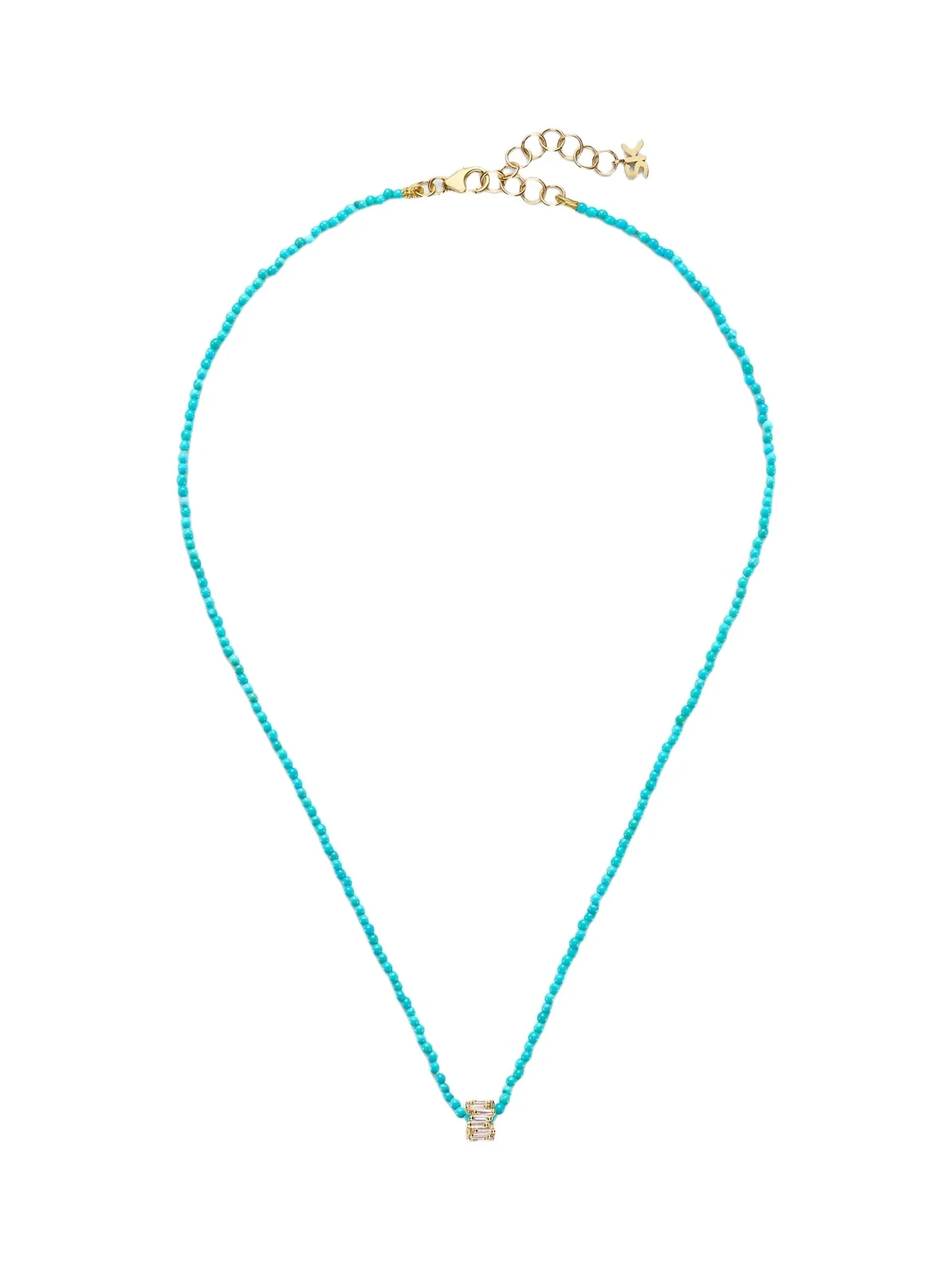 Suzanne Kalan Infinite 18kt gold beaded necklace with turquoise and diamonds