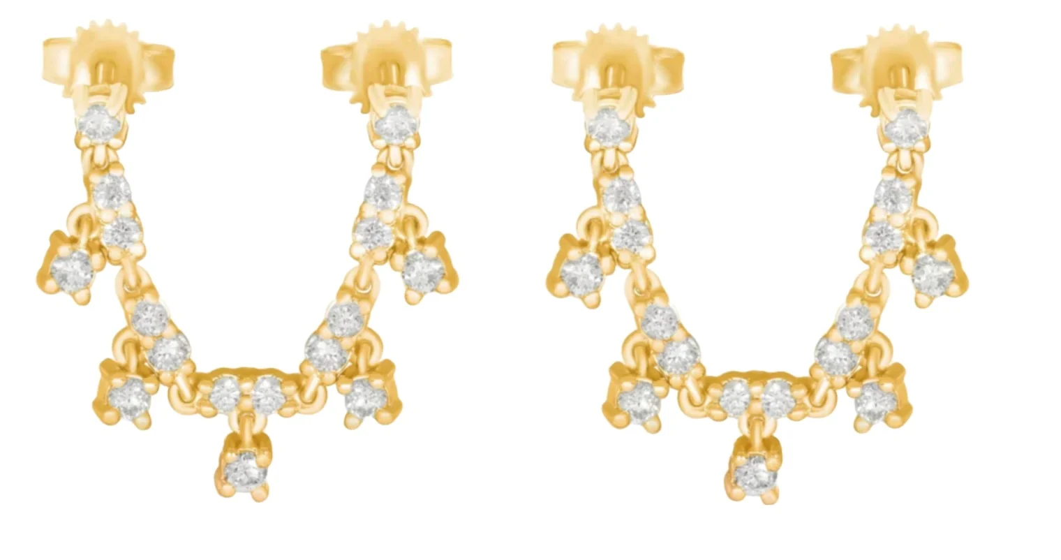 0.78ct Diamond 14K Gold Draped Chain Earrings 0.78ct Diamond 14K Gold Draped Chain Earrings