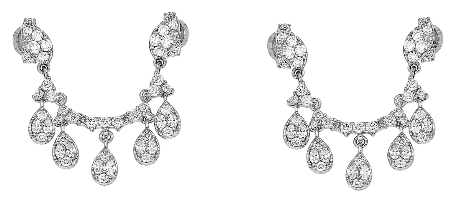 1.20ct Diamond 14K Gold Draped Chain Earrings