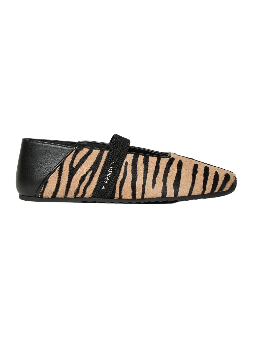 Fendi Academia Hair-On Leather Ballet Flats
