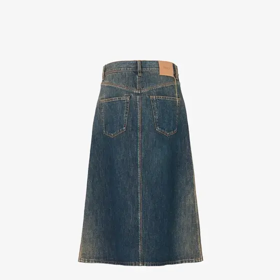 Fendi Flared 5-pocket long skirt made of blue mid-weight | Thumbnail 2 Fendi Flared 5-pocket long skirt made of blue mid-weight | Thumbnail 2