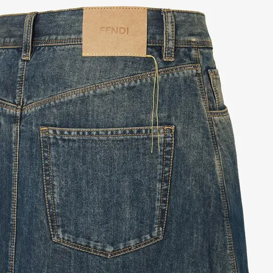 Fendi Flared 5-pocket long skirt made of blue mid-weight | Thumbnail 3 Fendi Flared 5-pocket long skirt made of blue mid-weight | Thumbnail 3