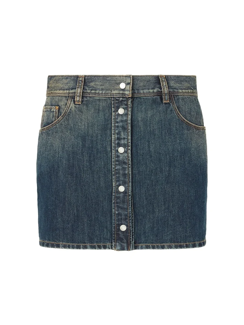 Washed Denim Short Skirt