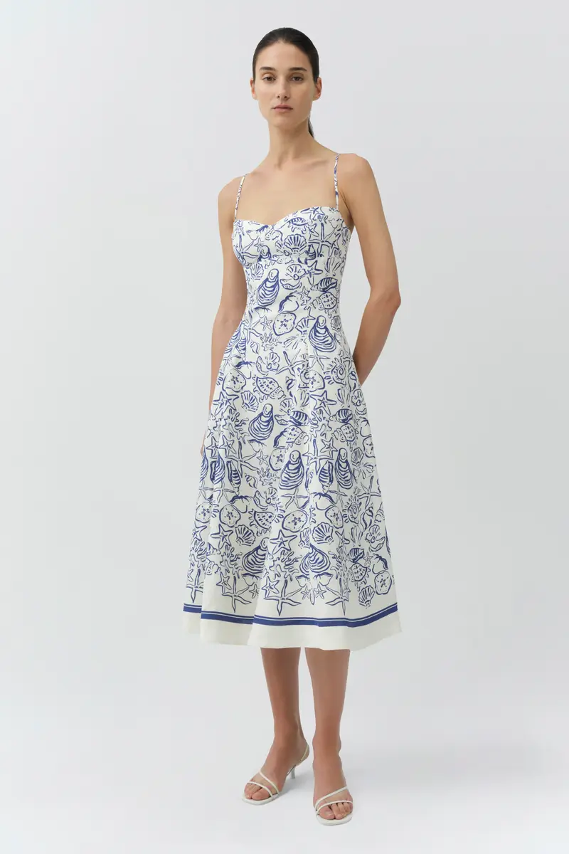 Simkhai Analise Linen Bustier Midi Dress | Thumbnail 2 Simkhai Analise Linen Bustier Midi Dress | Thumbnail 2