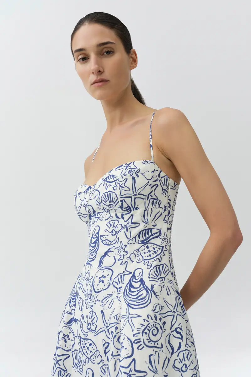 Simkhai Analise Linen Bustier Midi Dress | Thumbnail 3 Simkhai Analise Linen Bustier Midi Dress | Thumbnail 3