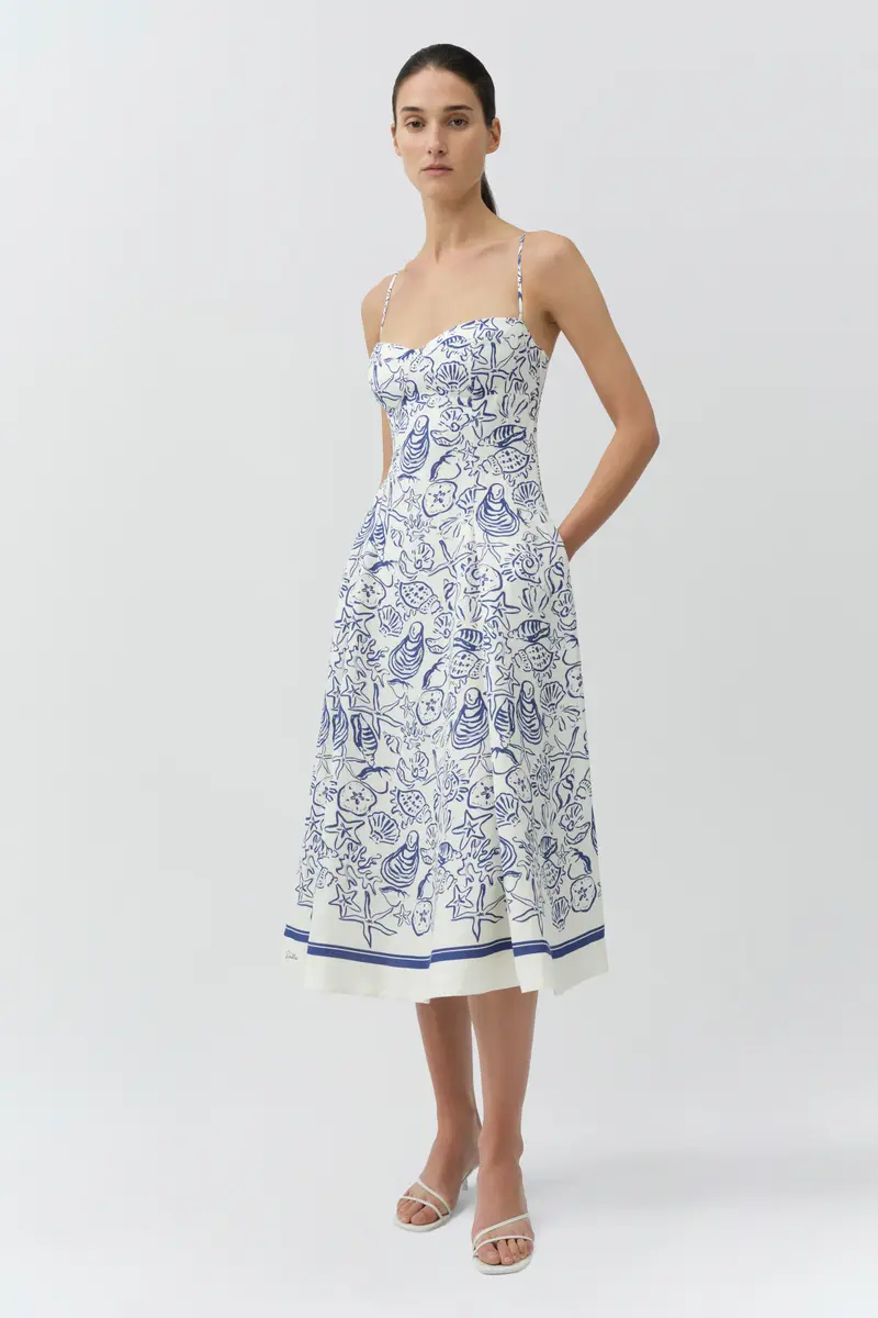 Simkhai Analise Linen Bustier Midi Dress | Thumbnail 4 Simkhai Analise Linen Bustier Midi Dress | Thumbnail 4