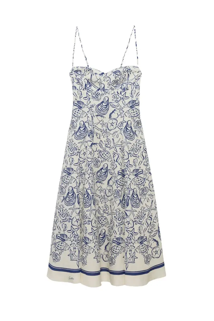Simkhai Analise Linen Bustier Midi Dress