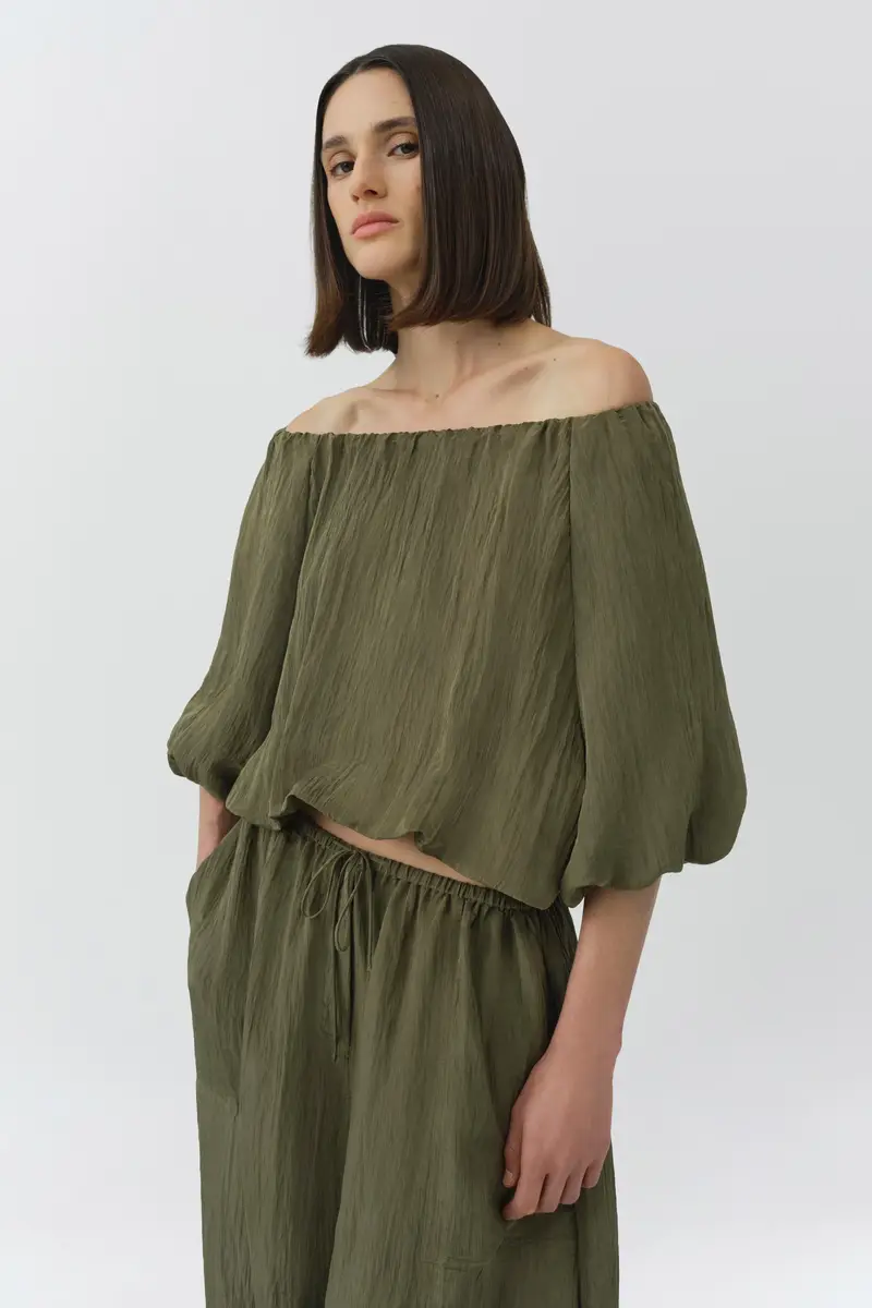 Simkhai Anni Puff Sleeve Cropped Top | Thumbnail 3 Simkhai Anni Puff Sleeve Cropped Top | Thumbnail 3