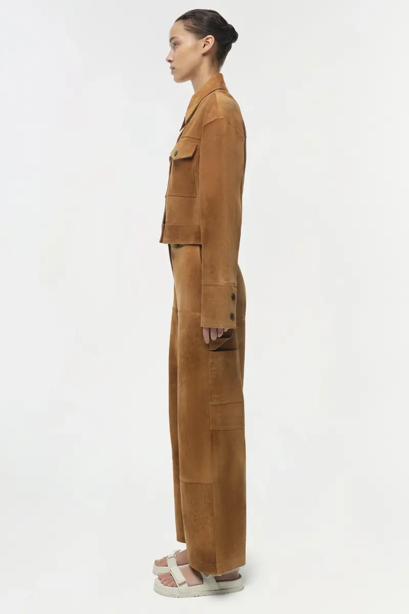 Simkhai Bates Suede Straight Leg Pant | Thumbnail 4