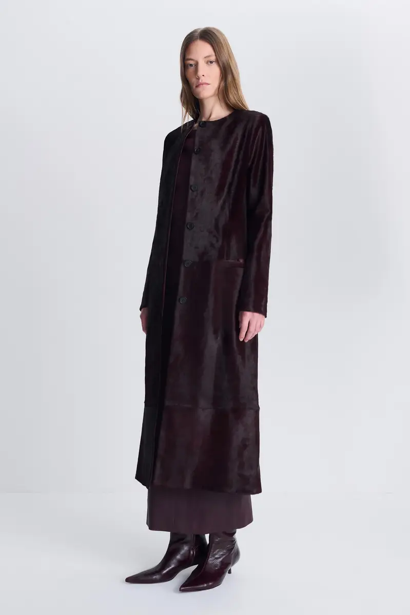 Simkhai Bowie Collarless Calf Hair Coat | Thumbnail 4 Simkhai Bowie Collarless Calf Hair Coat | Thumbnail 4