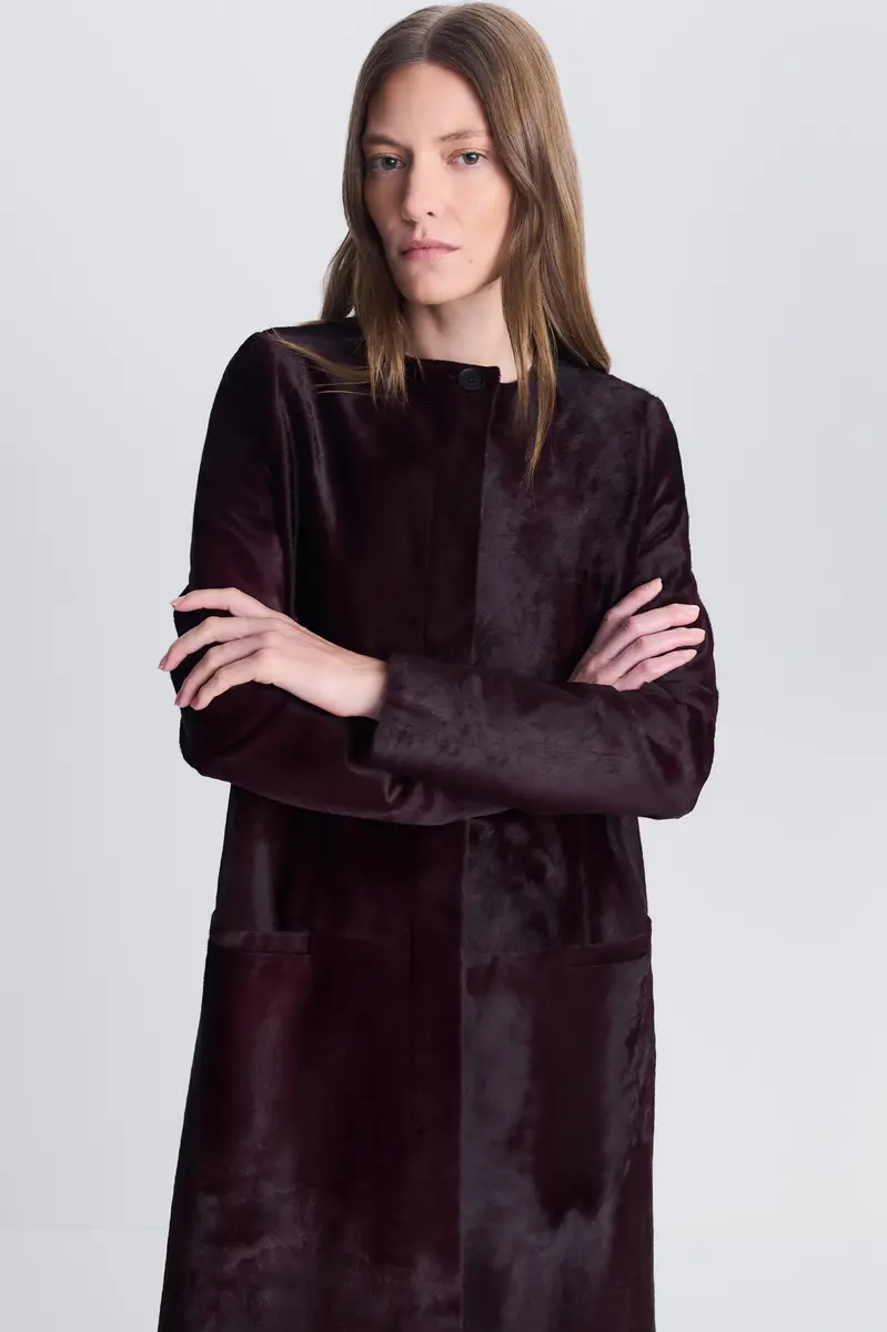 Simkhai Bowie Collarless Calf Hair Coat | Thumbnail 6 Simkhai Bowie Collarless Calf Hair Coat | Thumbnail 6