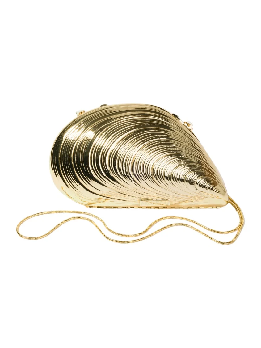 Simkhai Bridget Metal Oyster Clutch