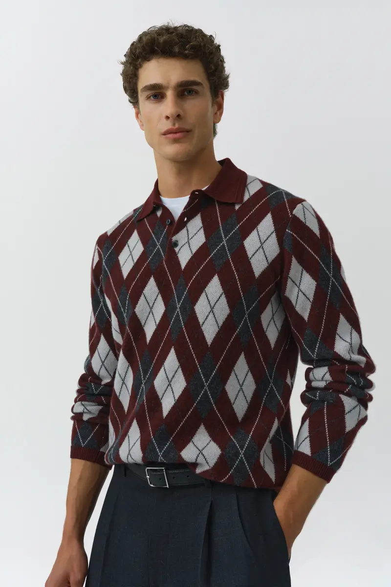 Simkhai Callum Cashmere Argyle Polo | Thumbnail 3 Simkhai Callum Cashmere Argyle Polo | Thumbnail 3
